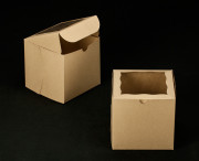 2387 6 X 6 X 6 Brown Brown Lock Tab Box With Window