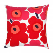 Marimekko Unikko Poppy 18 x 18 Square Decorative Pillow with Down Feat –