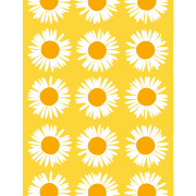 Marimekko Auringonkukka Yellow / White Cotton Fabric Repeat 