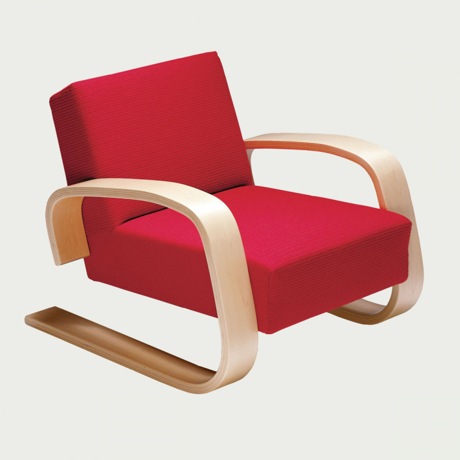 Artek Alvar Aalto - Natural Birch Lounge Chair 400 - Upholstered