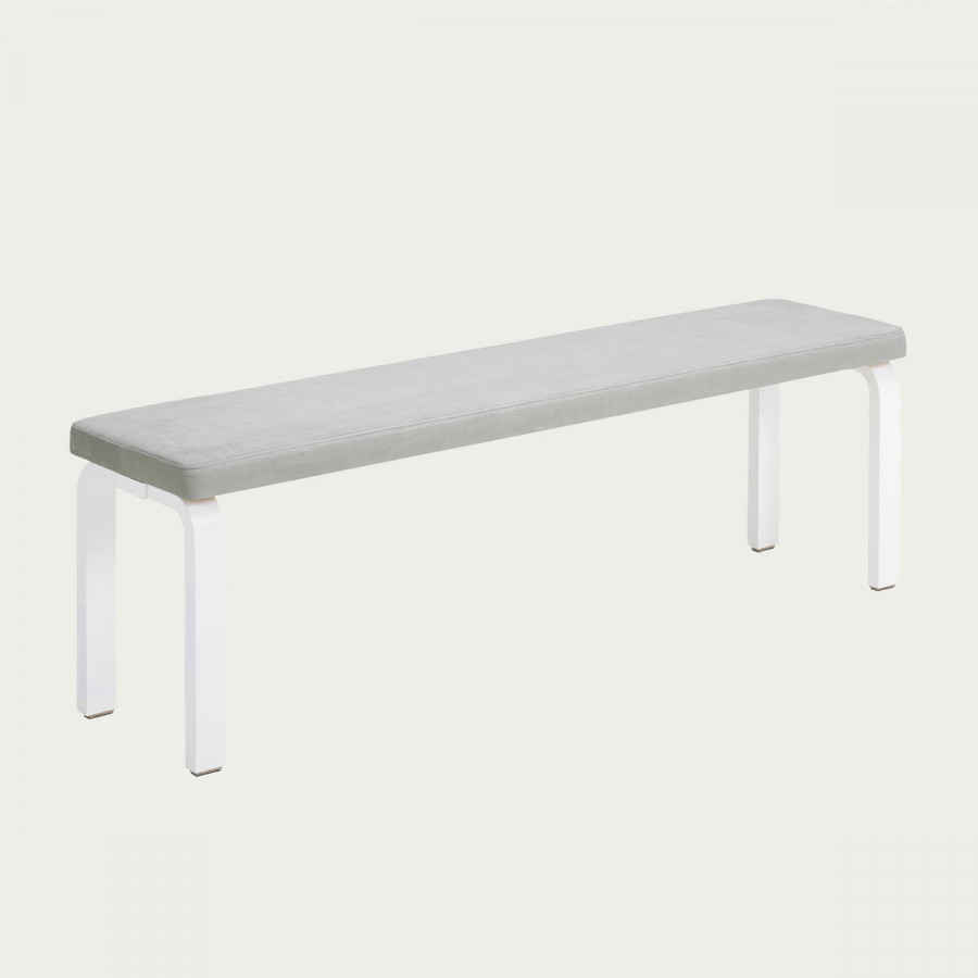 Artek Alvar Aalto Bench 168B - Upholstered Seat w/ White Lacquered Legs