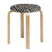 Artek Alvar Aalto E60 - Four Legged Stool - Upholstered Zebra Seat