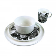 Marimekko Black / White 16pc Siirtolapuutarha / Oiva Dinnerware Set