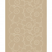 Marimekko Piirto Unikko Sand / White Linen Fabric