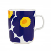 Marimekko Unikko Dark Blue / Yellow / Orange Mug - Anniversary Edition