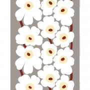 Marimekko Unikko White / Grey / Red Cotton Fabric