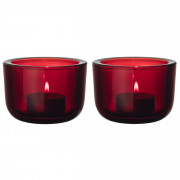 iittala Valkea Cranberry Candle Holders - Set of 2