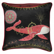 Klaus Haapaniemi Cosmic Whale Red Planet Silk X-Large Throw Pillow