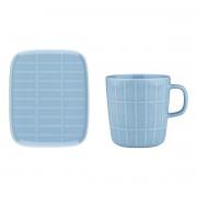 Marimekko Tiiliskivi Light Blue Large Mug & Small Plate Set