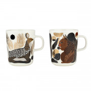 Marimekko Kurre & Peura White / Brown / Gold Mugs - Set of 2