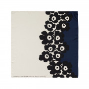 Marimekko Lauhtua Unikko Off White / Navy / Black Silk Scarf - Anniversary Edition