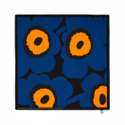 Marimekko Lauhtua Unikko Blue / Orange / Black Silk Scarf - Anniversary Edition