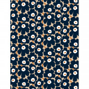 Marimekko Pieni Unikko Dark Blue / Burnt Orange / Beige Cotton Fabric