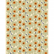 Marimekko Pieni Unikko Sage / Orange / Dark Blue Cotton Fabric