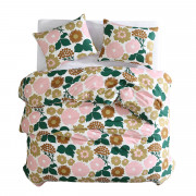 Marimekko Pieni Kukkatori Pink / Beige / Green Full / Queen Duvet Cover Set