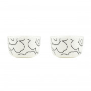 Marimekko Piirto Unikko White / Black Dessert Bowls - Set of 2