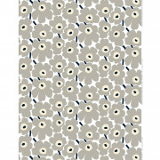 Marimekko Pieni Unikko Grey / Sand / Dark Blue Cotton Fabric