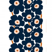 Marimekko Unikko Dark Blue / Light Pink / Brown Cotton Fabric