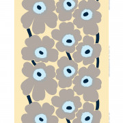 Marimekko Unikko Grey / Sand / Blue Linen Fabric