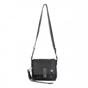 Marimekko Solid Black Mini Messenger Bag w/ Unikko Strap