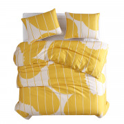 Marimekko Vesi Unikko Yellow / Beige Duvet Cover Set - Full / Queen