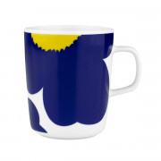 Marimekko Iso Unikko White / Dark Blue / Yellow Mug - Anniversary Edition