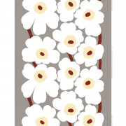 Marimekko Unikko White / Grey / Dark Red Acrylic-Coated Cotton Fabric