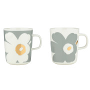 Marimekko Unikko Grey / Gold / White 2pc Mug Set - Anniversary Edition