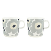 Marimekko Unikko Grey / Sand / Dark Blue Large Mugs - Set of 2