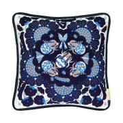 Klaus Haapaniemi Bumble Bees Blue Velvet Throw Pillow