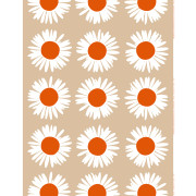 Marimekko Auringonkukka Beige / Orange / Off White Outdoor Polyester Fabric Repeat