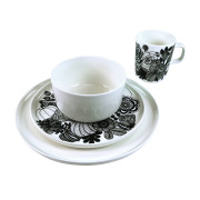 Marimekko Black / White 16pc Siirtolapuutarha / Oiva Dinnerware Set