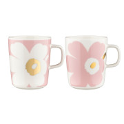 Marimekko Juhla Unikko White / Pink / Gold Mugs - Set of 2