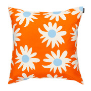 Marimekko Rakastaa Ei Rakasta Orange / Light Blue / Off White Throw Pillow