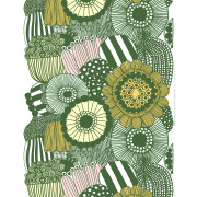Marimekko Siirtolapuutarha Green / Light Yellow / Orange Medium Weight Cotton Fabric Repeat