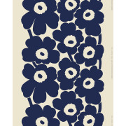 Marimekko Unikko Dark Blue / Beige Linen Fabric
