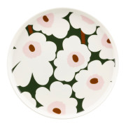 Marimekko Unikko White / Dark Green / Light Pink Dinner Plate