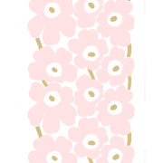 Marimekko Unikko Light Pink / Gold / White Cotton Sateen Fabric