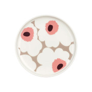 Marimekko Unikko Pink / Brown / Tan Small Snack Plate