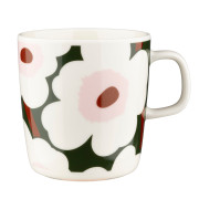 Marimekko Unikko White / Dark Green / Light Pink Large Mug