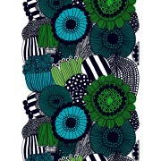Marimekko Siirtolapuutarha Turquoise / Green Cotton Fabric Repeat