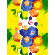 Marimekko Juhannustaika Yellow / Green / Multi Cotton Fabric Repeat