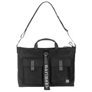 Marimekko Solid Black Everything Messenger Bag w/ Unikko Strap