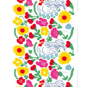 Marimekko Charles White / Yellow / Red Cotton Fabric Repeat