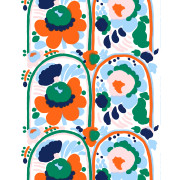 Marimekko Karuselli White / Green / Orange Cotton Fabric
