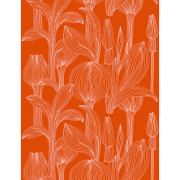Marimekko Kukat Puhkeavat Orange / White Cotton Sateen Fabric