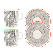 Marimekko Kukat Puhkeavat White / Black / Orange Breakfast Set - Set of 4