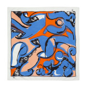 Marimekko Lierio Eldfamn Blue / Orange Scarf