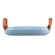 Marimekko Oiva Iso Koppa Light Blue Serving Dish w/ Leather Handles