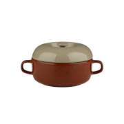 Marimekko Oiva Terra / Maroon Lidded Bowl w/ Handles